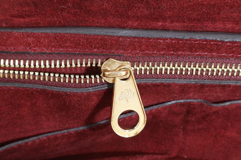 MULBERRY THE BAYSWATER SATCHEL BURGUNDY LEATHER GOLD HARDWARE NO DUST COVER