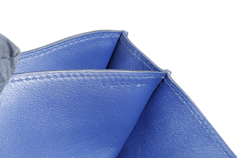 HERMES CONSTANCE ELAN STAMP T (YEAR 2015) BLUE SAPPHIRE SWIFT LEATHER SILVER HARDWARE WITH DUST COVER