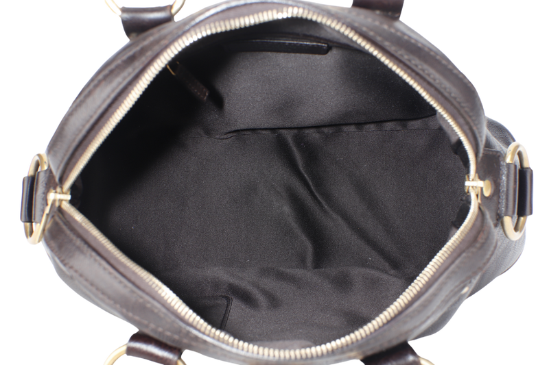 YVES SAINT LAURENT (YSL) MUSE SHOULDER BAG DARK BROWN CALFSKIN LEATHER GOLD HARDWRE WITH PADLOCK AND KEYS NO DUST COVER