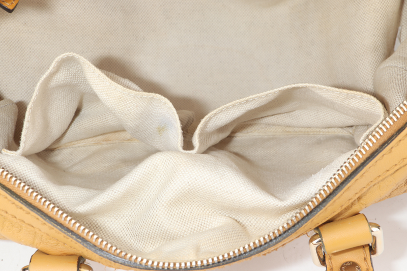 GUCCI MICROGUCCISSIMA JOY BOSTON BAG MUSTARD YELLOW LEATHER GOLD HARDWARE NO DUST COVER