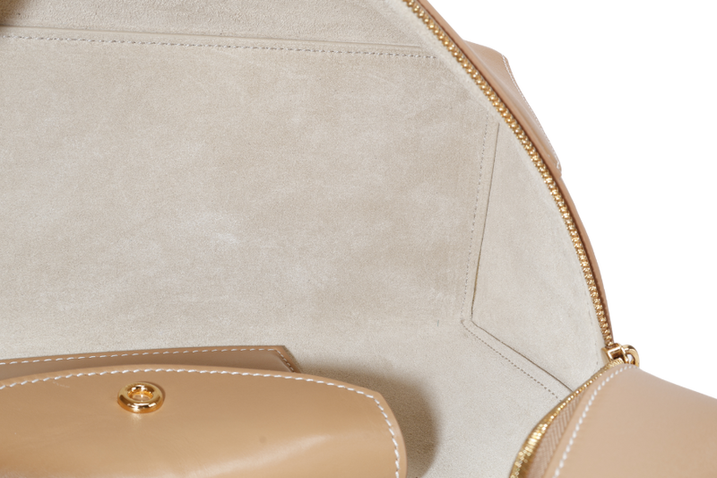 LORO PIANA EXTRA BAG L27 SMOOTH CALFSKIN LIGHT BAMBOO (DOK2) COLOR WITH GOLD HARDWARE AND BOX