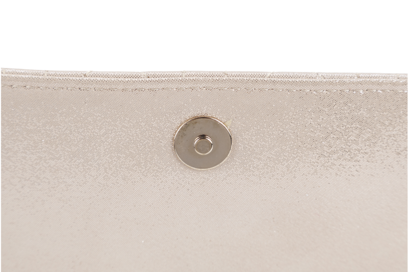 CHRISTIAN DIOR METALLIC GOLD FABRIC CANNAGE FOLDED CLUTCH GOLD HARDWARE WITH CHAIN, DUST COVER AND BOX