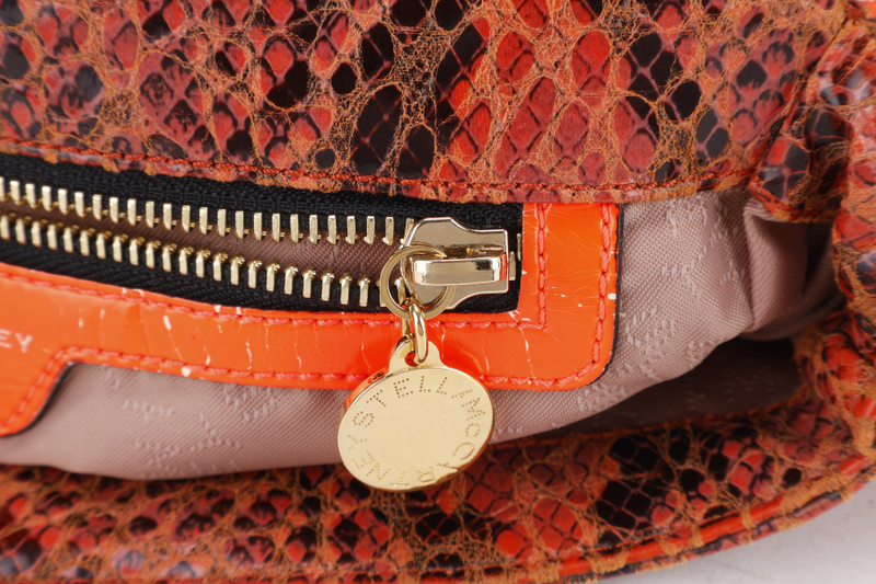 STELLA MCCARTNEY FALABELLA FOLD OVER BAG ORANGE RED PHYTON EMBOSSED GOLD HARDWARE NO DUST COVER