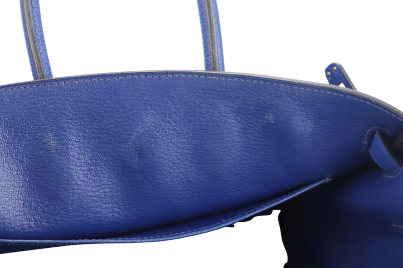HERMES BIRKIN 25 BLUE ELECTRIC TOGO SILVER HARDWARE STAMP O (YEAR 2011) WITH KEYS, LOCK, DUST COVER AND RAINCOAT