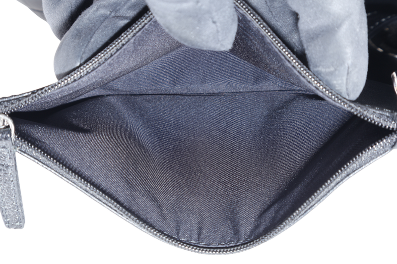 CHANEL PARIS BIARRITZ TOTE BAG BLACK COATED CANVAS SILVER HARDWARE (1407xxxx) WITH CARD AND DUST COVER