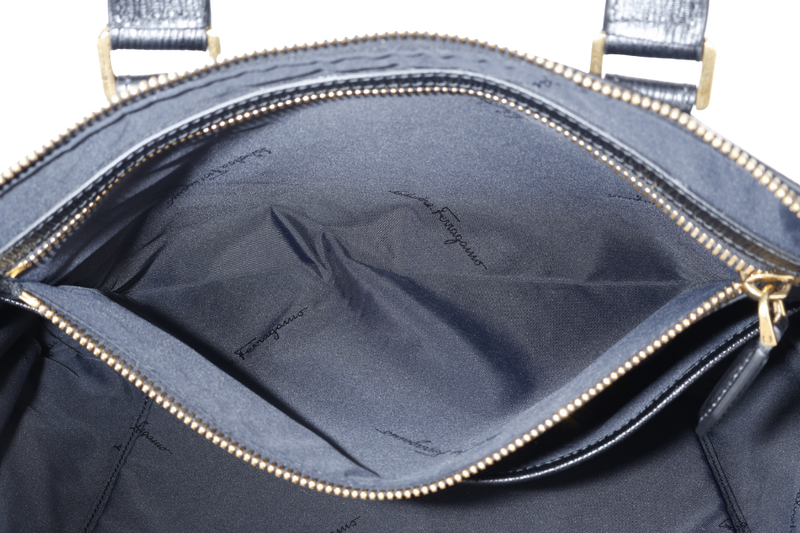 SALVATORE FERRAGAMO RIVIVAL 3.0 BLACK LEATHER BRIEFCASE GOLD HARDWARE NO DUST COVER