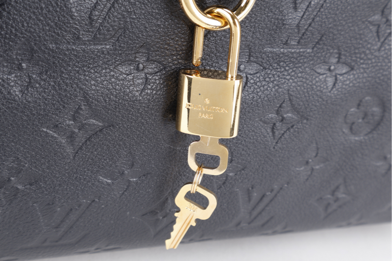 LOUIS VUITTON LUMINEUSE PM BLACK MONOGRAM EMPREINTE LEATHER GOLD HARDWARE WITH PADLOCK, KEYS , STRAPS AND DUST COVER