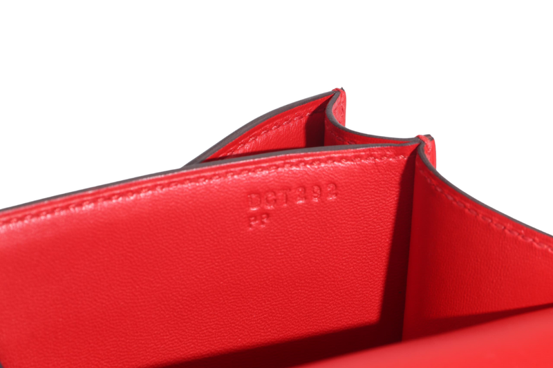HERMES CONSTANCE 18 ROUGE DE COEUR EPSOM LEATHER ENAMEL HARDWARE STAMP D (YEAR 2019) NO DUST COVER AND NO BOX