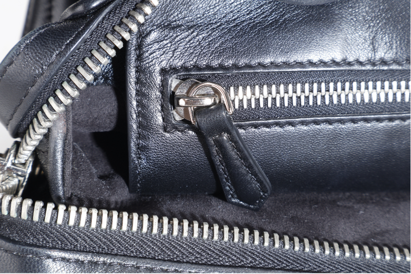 FENDI DOT COM BAG BLACK CALF LEATHER SILVER HARDWARE WITH DUST COVER