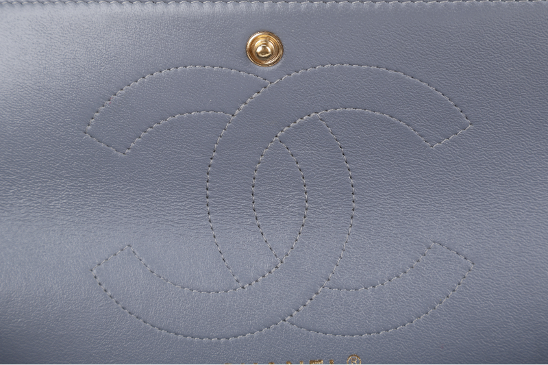 CHANEL REISSUE 2.55 (1893xxxx) MEDIUM DOUBLE FLAP DARK GREY CAVIAR LEATHER GOLD HARDWARE WITH DUST COVER
