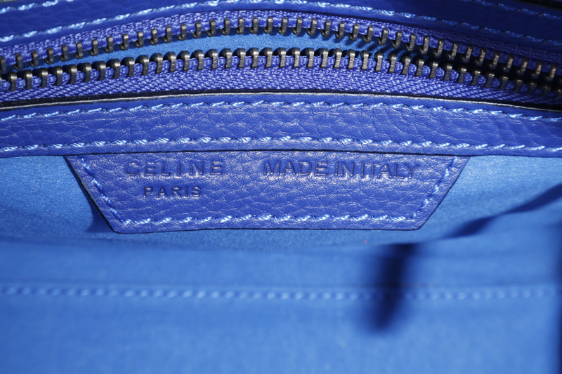 CELINE LUGGAGE TOTE BAG MICRO BLUE CALF LEATHER SILVER HARDWARE NO DUST COVER
