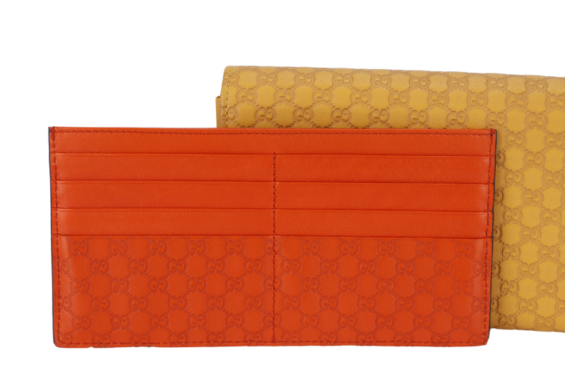 GUCCI GUCCISSIMA TRAVEL CASE (309651) MUSTARD YELLOW AND ORANGE INSERT CALFSKIN LEATHER SILVER HARDWARE WITH BOX