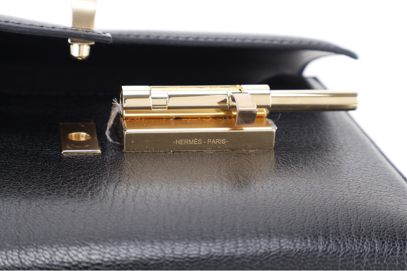 HERMES MINI VERROU CHAIN BLACK CHEVRE GOLD HARDWARE STAMP Y (YEAR 2020) WITH DUST COVER, BOX AND FELT COVER