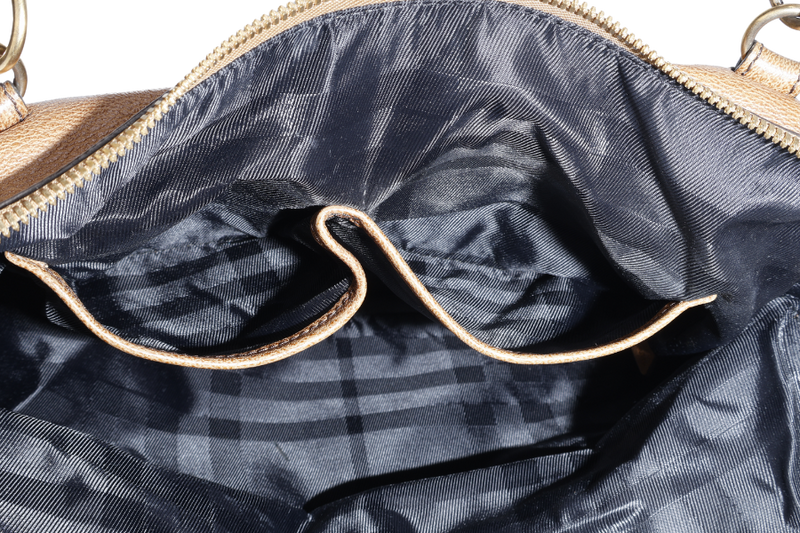 BURBERRY TOTE BAG BRONZER LEATHER GOLD HARDWARE WITH DUST COVER