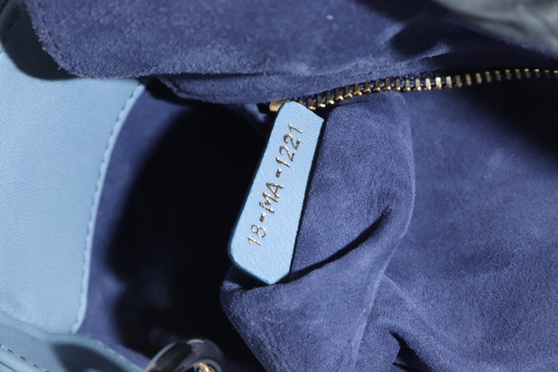 CHRISTIAN DIOR LADY DIOR MEDIUM BLUE GRADIENT SILVER HARDWARE WITH CARD, STRAPS AND DUST COVER