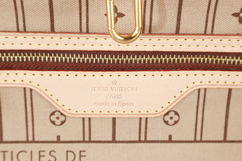 LOUIS VUITTON M46975 NEVERFULL MM MONOGRAM CANVAS GOLD HARDWARE WITH DUST COVER