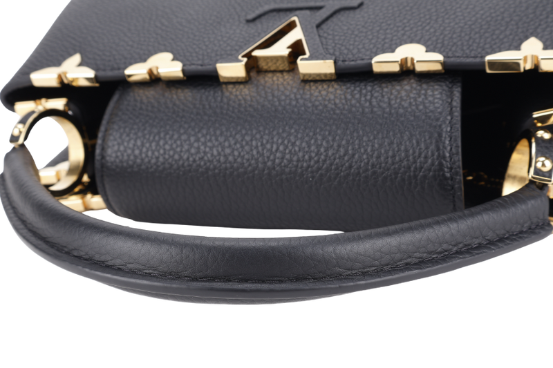 LOUIS VUITTON M54663 CAPUCINES MM BLACK LEATHER GOLD HARDWARE NO DUST COVER
