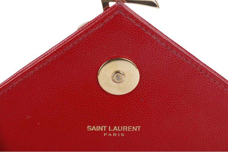 YVES SAINT LAURENT (YSL) LARGE ENVELOPE BAG RED CHEVRON QUILTED LEATHER GOLD HARDWARE NO DUST COVER