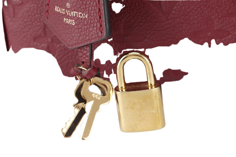 LOUIS VUITTON SPEEDY BANDOULIERE 25 (M44145) BURGUNDY MONOGRAM EMPREINTE GOLD HARDWARE WITH STRAPS, LOCK AND KEYS