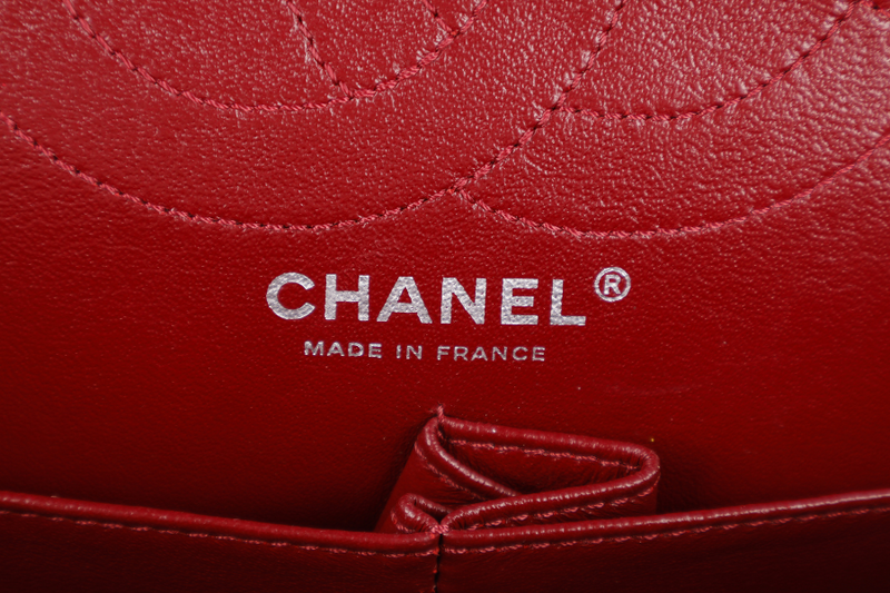 CHANEL 2.55 REISSUE (2025xxxx) BURGUNDY PATENT CAVIAR LEATHER RUTHENIUM HARDWARE WITH CARD NO DUST COVER