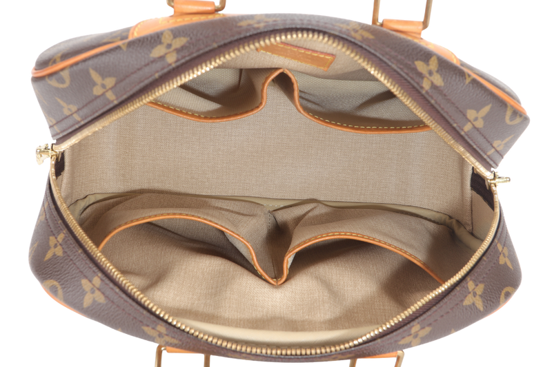 LOUIS VUITTON TROUVILLE HANDBAG MONOGRAM CANVAS GOLD HARDWARE WITH KEYS&LOCK AND DUST COVER