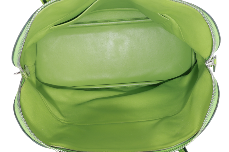HERMES BOLIDE 35 NANNY GREEN TOGO LEATHER STAMP G SQUARE (YEAR 2003) WITH LOCK&KEYS AND STRAPS NO DUST COVER