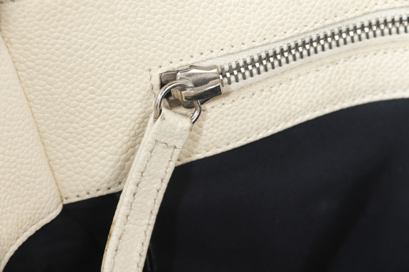 CHANEL TOTE BAG LARGE (1784xxxx) CREAM & GREY OMBRE CAVIAR LEATHER SILVER HARDWARE WITH DUST COVER