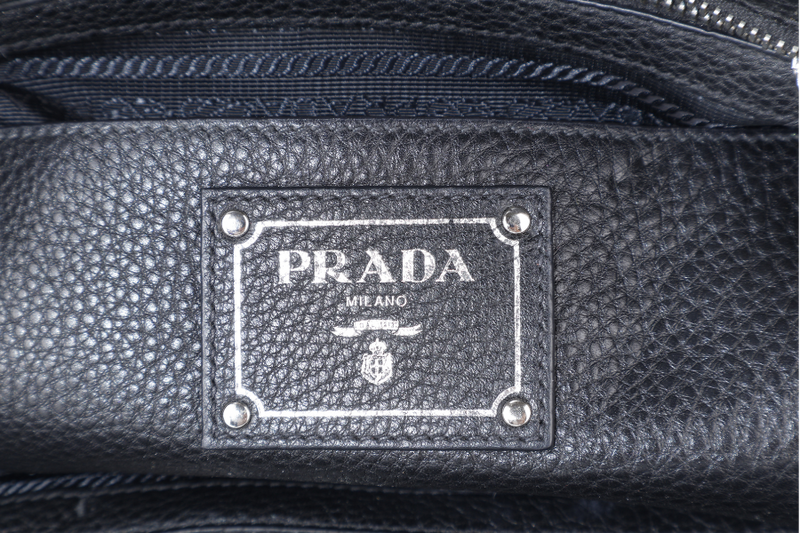 PRADA TOTE BAG BLACK LEATHER GOLD HARDWARE NO DUST COVER