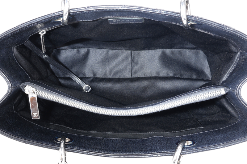 CHANEL GST BLACK CAVIAR LEATHER (2015xxxx) SILVER HARDWARE WITH CARD NO DUST COVER AND NO BOX