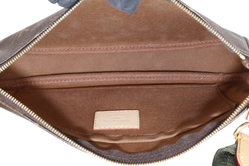 LOUIS VUITTON MULTI POCHETTE ACCESSOIRES KHAKI GREEN WITH DUST COVER AND BOX