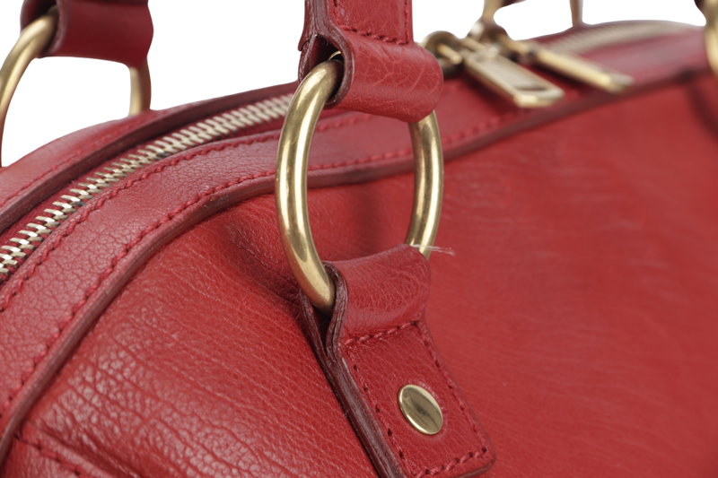 YVES SAINT LAURENT (YSL) MUSE BAG(156464 213317) LARGE RED LEATHER GOLD HARDWARE WITH DUST COVER, LOCK & KEYS