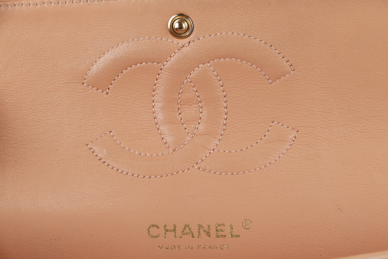 CHANEL CLASSIC FLAP SMALL (9589xxxx) PEACH COLOR LAMBSKIN GOLD HARDWARE