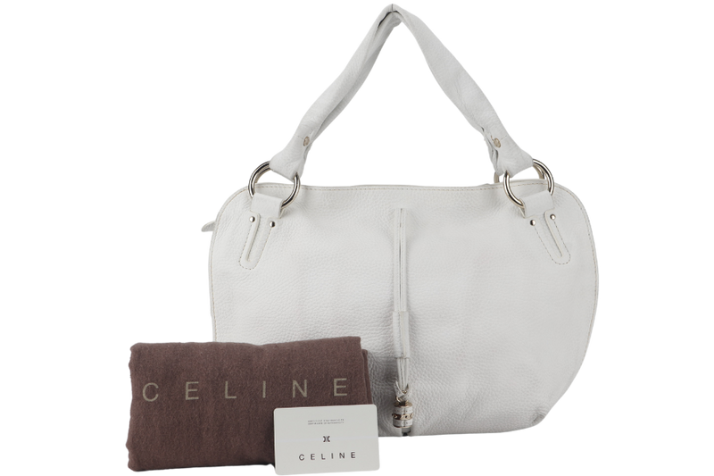 CELINE BITTERSWEET HOBO BAG WHITE GRAIN LEATHER GOLD HARDWARE WITH DUST COVER