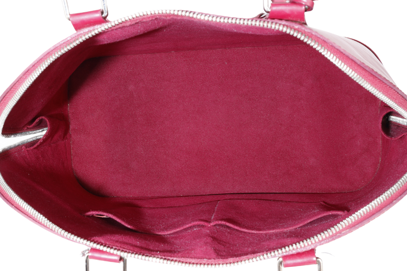 LOUIS VUITTON ALMA GM BURGUNDY EPI LEATHER SILVER HARDWARE WITH DUST COVER