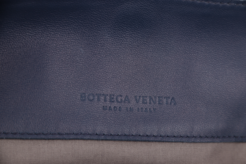 BOTTEGA VENETA INTRECCIATO NAPPA SHOULDER BAG (B070699484) LARGE BLUE LEATHER BLACK HARDWARE WITH DUST COVER