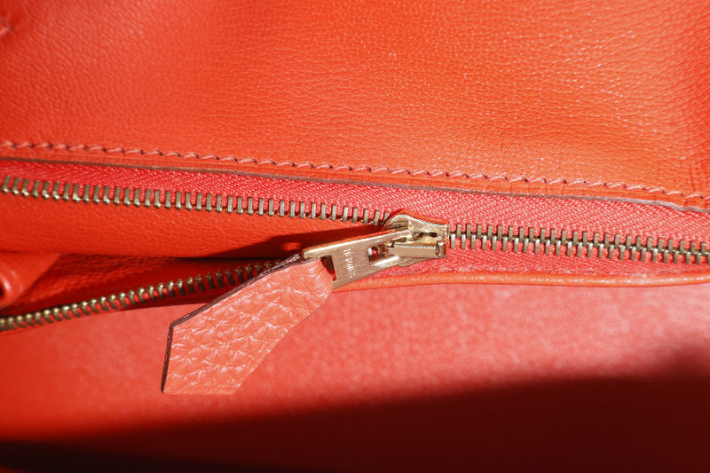 HERMES BIRKIN 25 ORANGE TOGO LEATHER STAMP Q SQUARE (YEAR 2013) GOLD HARDWARE WITH LOCK&KEYS AND DUST COVER