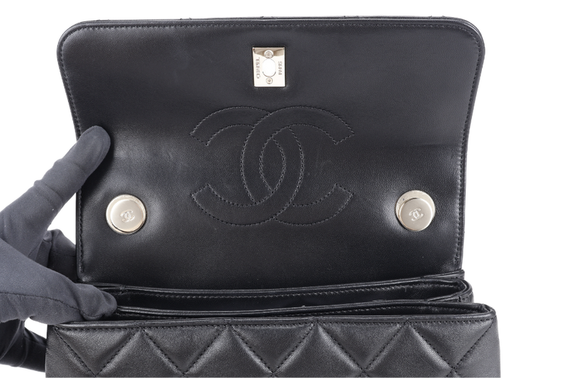 CHANEL TRENDY CC BLACK LAMBSKIN LIGHT GOLD HARDWARE (3126xxxx) WITH CARD, CARE BOOK, DUST COVER AND BOX