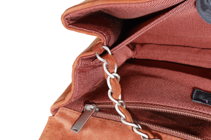 CHANEL CHOCOLATE BAR REISSUE SHOULDER BAG (617xxxx) BROWN SUEDE BRUSHED SILVER HARDWARE NO DUST COVER