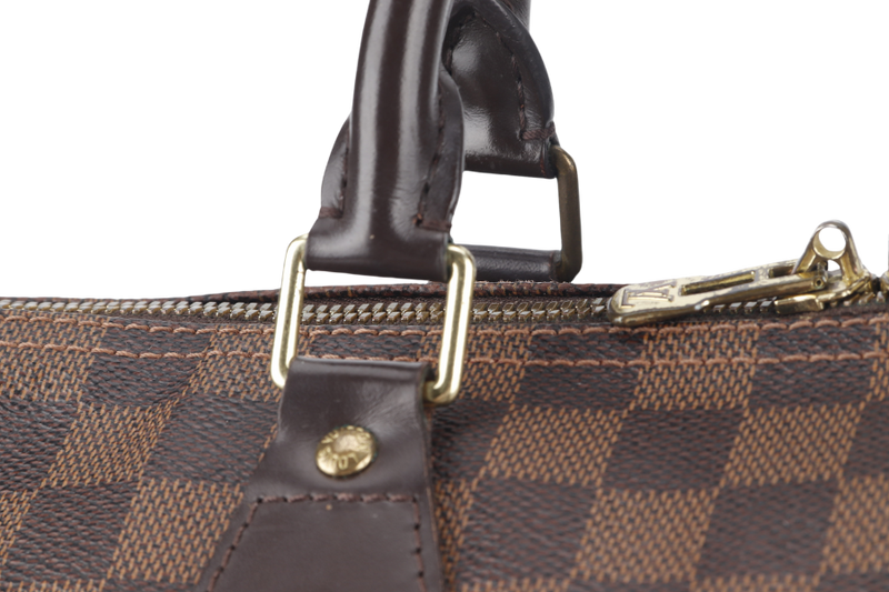 LOUIS VUITTON SPEEDY BANDOULIERE 30 DAMIER EBENE CANVAS GOLD HARDWARE WITH STRAPS AND DUST COVER