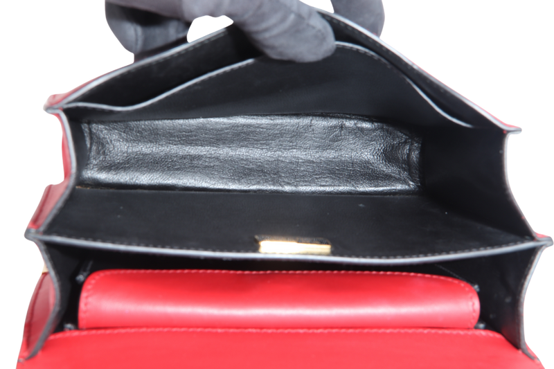 PRADA CAHIER SHOULDER BAG RED, BLACK SAFFIANO LEATHER NO DUST COVER