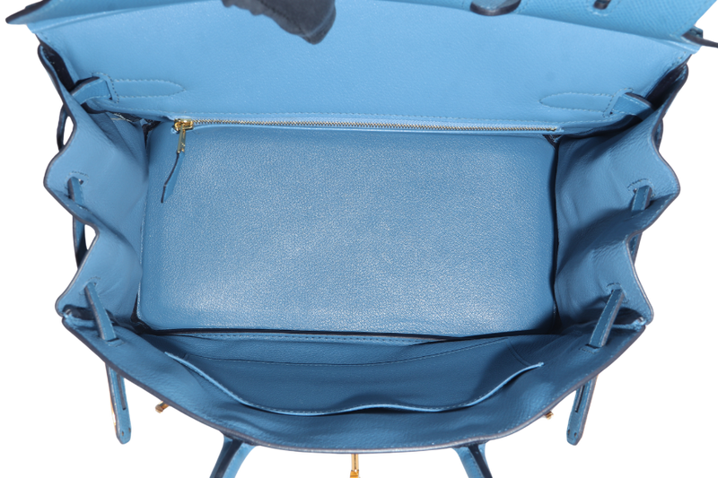 HERMES BIRKIN 30 BLUE PARADISE EPSOM GOLD HARDWARE STAMP C (YEAR 2018) WITH KEYS, LOCK, RAINCOAT AND DUST COVER
