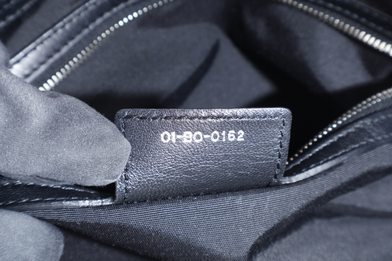 CHRISTIAN DIOR CANNAGE SHOPPING TOTE LARGE BLACK LAMBSKIN SILVER HARDWARE WITH DUST COVER