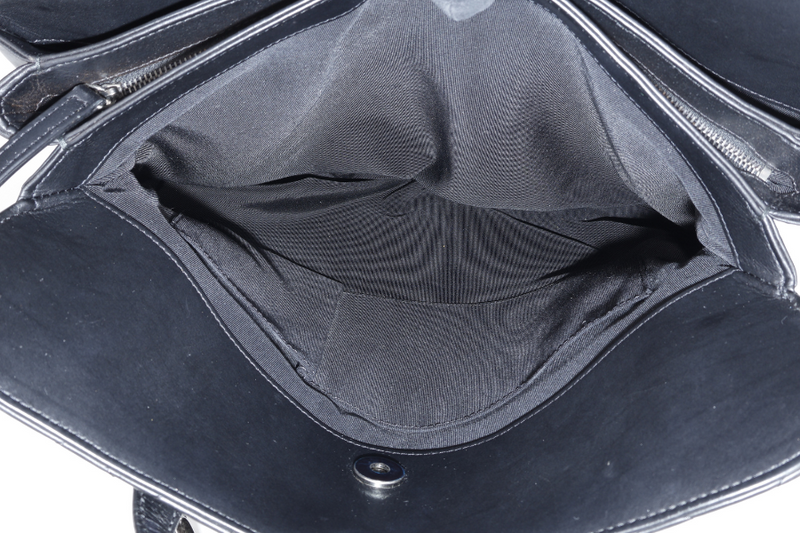 CHANEL QUILTED BLACK TOP HANDLE BAG (2194xxxx) RUTHENIUM HARDWARE WITH CARD AND DUST COVER