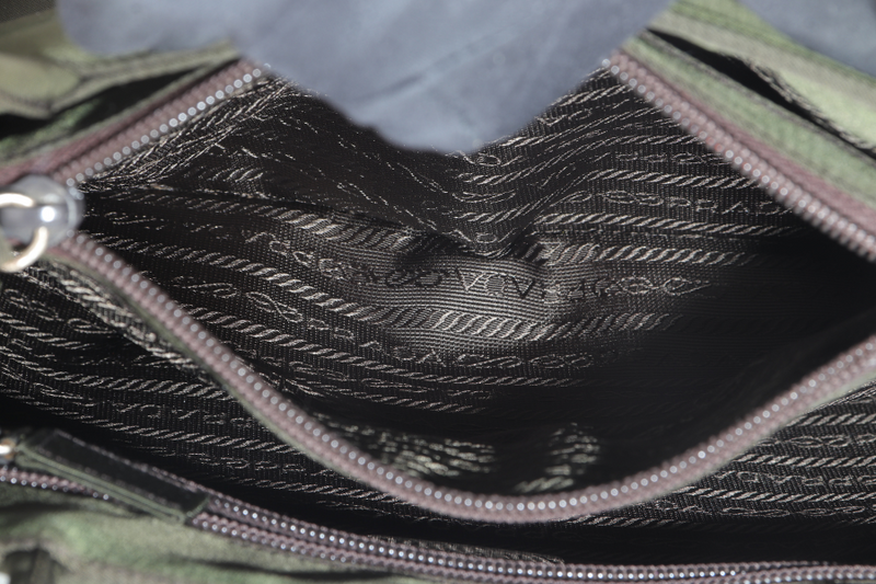 PRADA B3864 TESSUTO CITY NYLON GREEN TOTE BAG WITH CARD NO DUST COVER