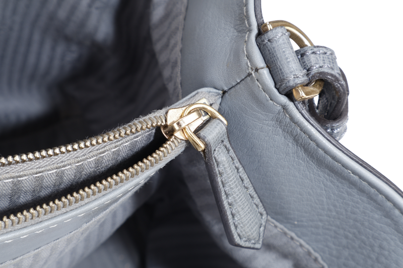 FENDI 2JOURS PETITE (8BH253-D7E-158-0501) GRAY CANVAS LEATHER GOLD HARDWARE NO DUST COVER AND NO BOX