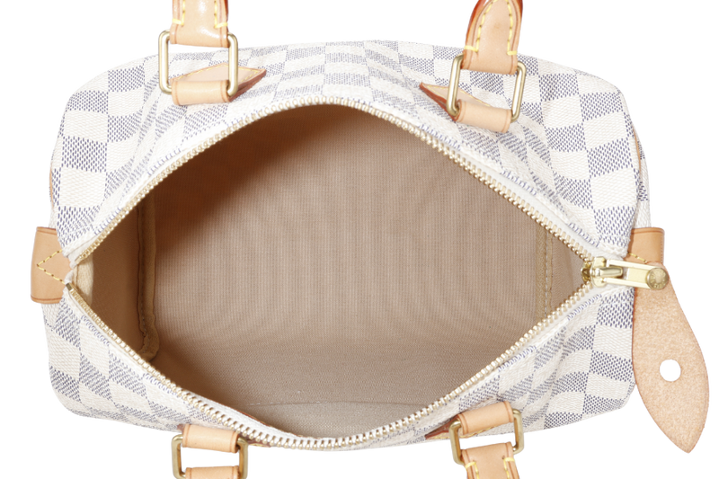LOUIS VUITTON N41534 SPEEDY 25 DAMIER AZUR CANVAS GOLD HARDWARE WITH KEYS AND LOCK