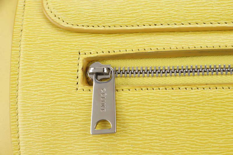 CELINE TRAPEZE SATCHEL YELLOW CALFSKIN LEATHER SILVER HARDWARE WITH STRAPS NO DUST COVER