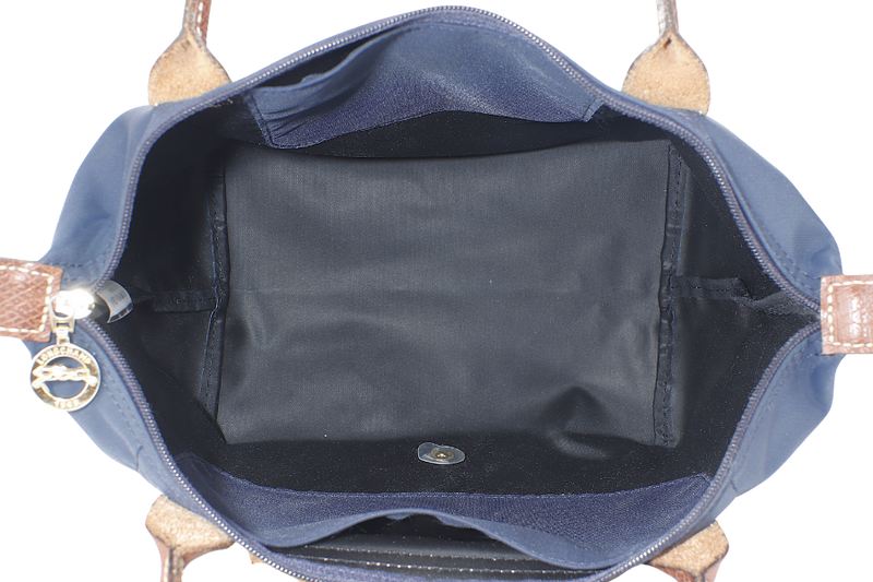 LONGCHAMP LE PLIAGE SMALL NAVY BLUE CANVAS GOLD HARDWARE NO DUST COVER