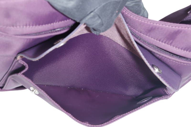 LONGCHAMP MESSENGER PURPLE NYLON SILVER HARDWARE