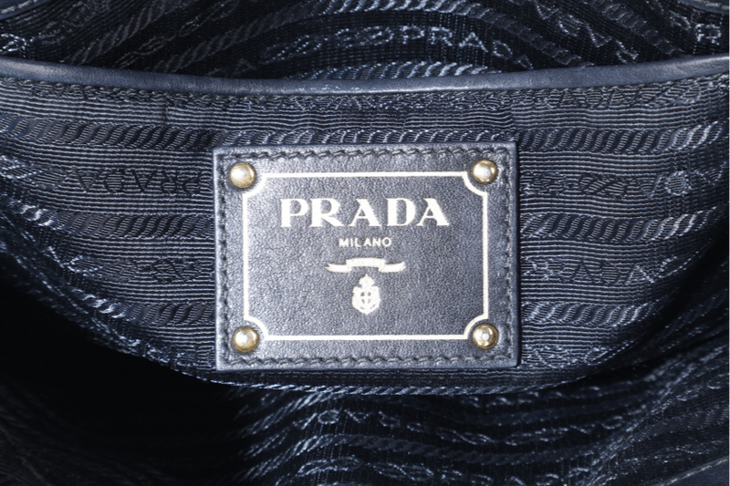 PRADA BN1903 TOP HANDLE BLACK NYLON GOLD HARDWARE NO DUST COVER